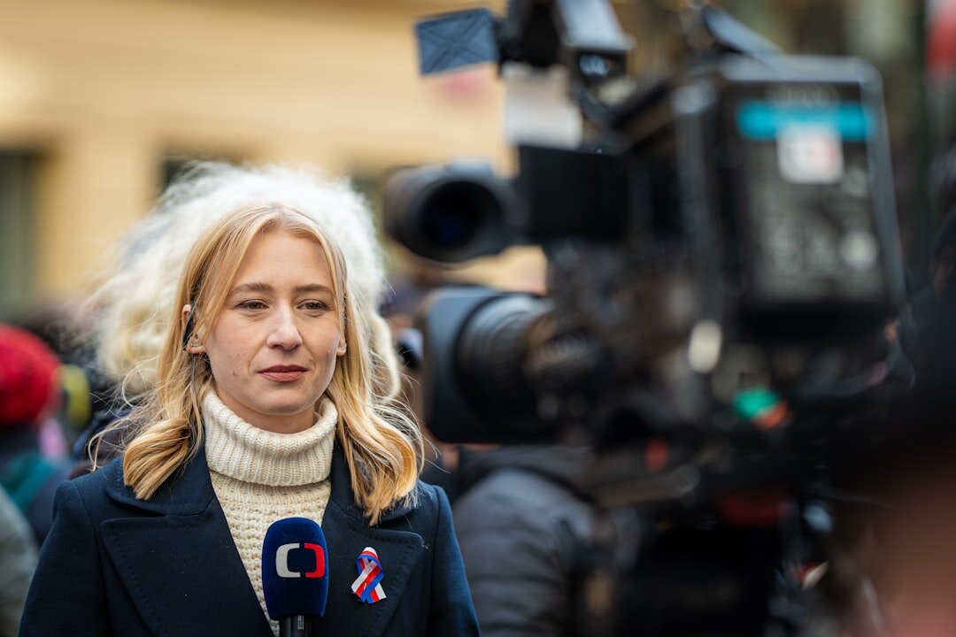 politician giving interview